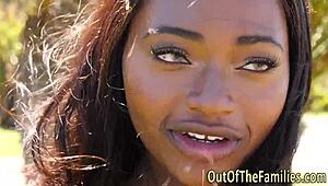 Watch the Ebony Stepdaughter Suck and Masturbate in This High-Definition Reality Scene, Leading to a Facial