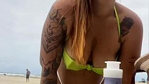 Virgin Fucks Ass in Front of Husband on Beach