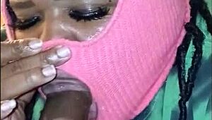 She Gags On Big Cock, Blowing Cum Bubbles.