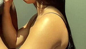 amateur brunette sucks and licks monster cock while kissing and fucking ass