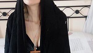 chantal the devout nun worships penis and squirts