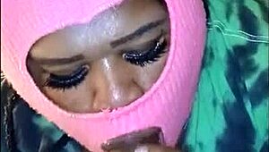 She Gags On Big Cock, Blowing Cum Bubbles.