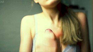 Beauty with red lips gives close-up handjob to her boyfriend, moaning all the way 😘