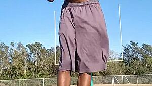 pretty brunette teacher in homemade workout with husband