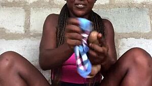 crazy bitch enjoys privacy before using dildo on pussy and asshole