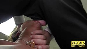 I watch this tattooed milf sub get anally banged roughly