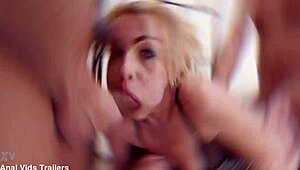 rebecca and sharon get wet in a wild 5on1 anal session outdoors