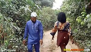 AFRICAN BLACK STUD GETS A QUICK TRIP THROUGH HER BLACK BUSH