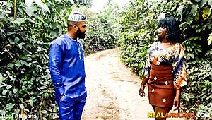 AFRICAN BLACK STUD GETS A QUICK TRIP THROUGH HER BLACK BUSH