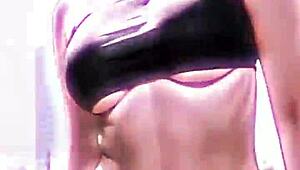 Leticia poses as a sexy model in bikini