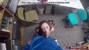 lp officer gets seduced by slut shoplifter in office blowjob and hardcore reality sex