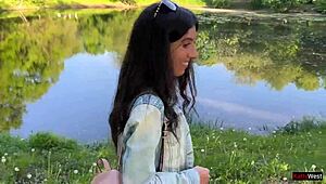 my petite friend controls my orgasms in public with vibrator