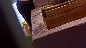 Teen gets her ass fucked by cousin while doing laundry.