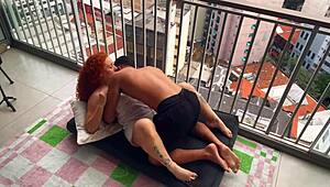 went to redhead's apartment, fucked her big ass on the balcony