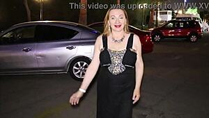 Busty gilf Mariaold strip-dancing in stockings with grace 😍