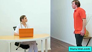 Intense nuru massage with Delilah Day rubbing naked body on Anthony Pierce