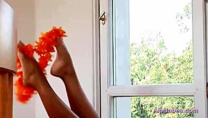 Long-Legged Brunette Explores the Alps