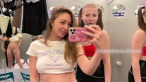 Tiny Girls Touch Each Other In Fitting Room