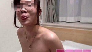 Amateur asian girl with glasses in a short video