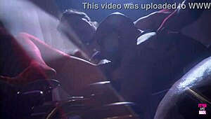 The bald guy screwed the small-titted brunette in vintage style