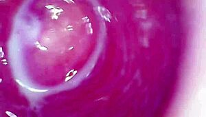 Camera deep inside of the wet pussy and captured the intense female orgasm