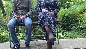 My lustful mother-in-law slips on stockings for me 😏