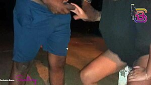 this hot slut fucks on the street and struggles with the massive black cock