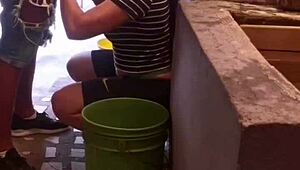 Teen gets her ass fucked by cousin while doing laundry.