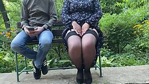 My lustful mother-in-law slips on stockings for me 😏