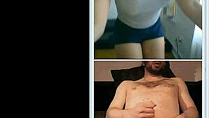 Cute girl helps stranger jerk off on webcam.