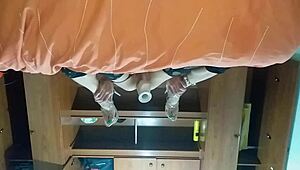 The latina shemale thrusts her new toy into her tight ass