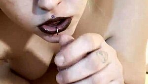 Very hot goth nikki greaves sucks huge cock pov