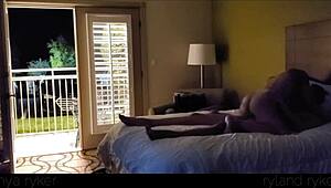 hot young 18+ slut gets fucked hard in motel with door open.