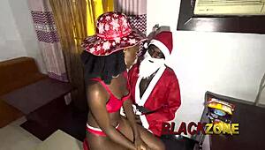 santa shocked by her christmas costume