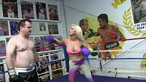 Blonde bombshell competes in mixed boxing match
