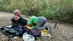 Stepbrother gets blowjob on mountain excursion, cums in mouth