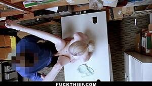 officer makes teen suck his big cock to leave the store