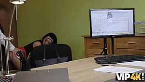 This vip4k casting has the unemployed brunette stripping for cash. No other option!