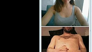 Cute girl helps stranger jerk off on webcam.