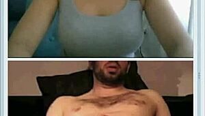 Cute girl helps stranger jerk off on webcam.