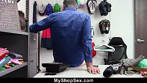 Adira allure gets caught by mall officer during work, feeling the tension build