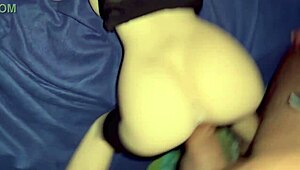 Young girl pulls down leggings, tries thick cock in ass first time pov