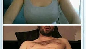 Cute girl helps stranger jerk off on webcam.