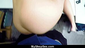 Asian Teen Caught Stealing, Mall Officer Fucks Her Stepmother!