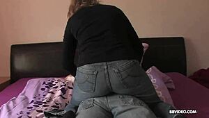oh, does mature german milf enjoy climbing huge young cock?