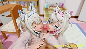 i cant get enuf of novr mmd fuwamoco blowjob in 3d hololive hentai, its so hawt