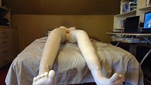 hey, this 50 year old man is with his old faithful sex doll, it's wild