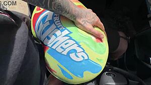 Big ass ebony fucked through hole in tight shorts on way to car wash!