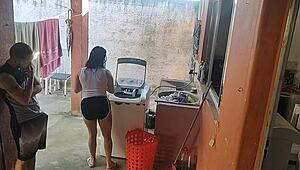 Young Maid Licks And Sucks Big Cock After Wife Leaves!