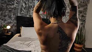 Horny Goth Zami Escobar Plays With Oil And Big Dildo On Oiled Pussy